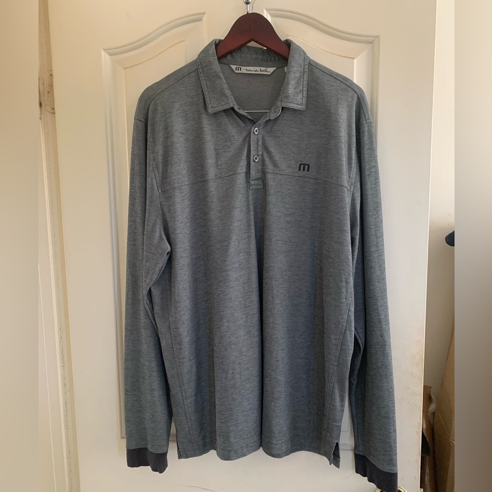 Travis Mathew Longsleeve Grey Polo Golf Shirt, Excellent Condition